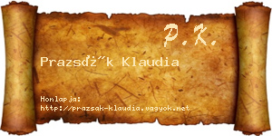 Prazsák Klaudia névjegykártya